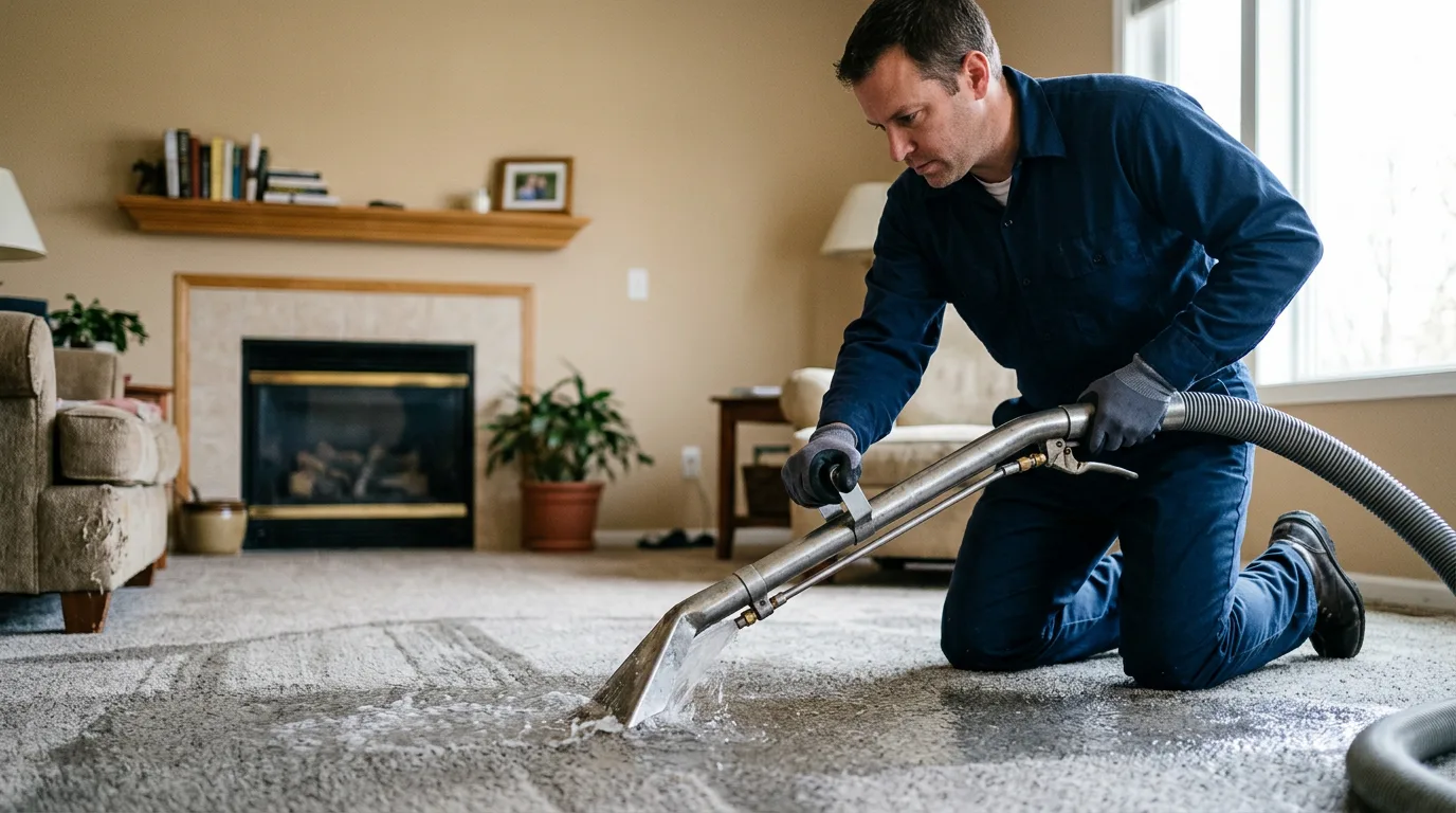 Water damage restoration technician working near Hamilton, OH